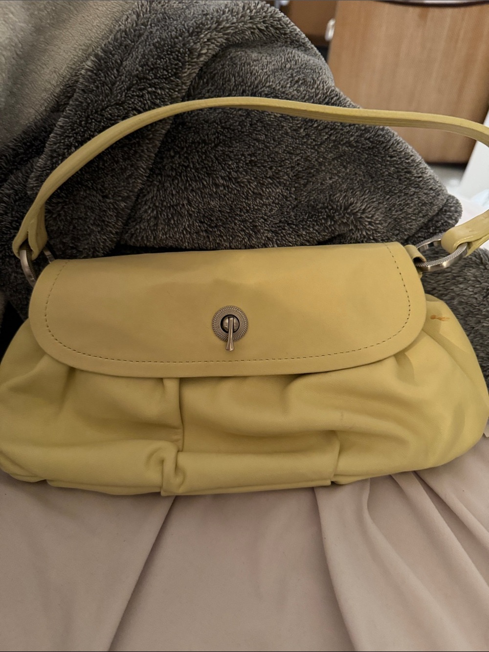 Ann Taylor Lemon Yellow Shoulder Bag with Turn-Lock